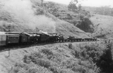 A train in rebel-infested area near Tasikmalaya. Note the armored cars ahead