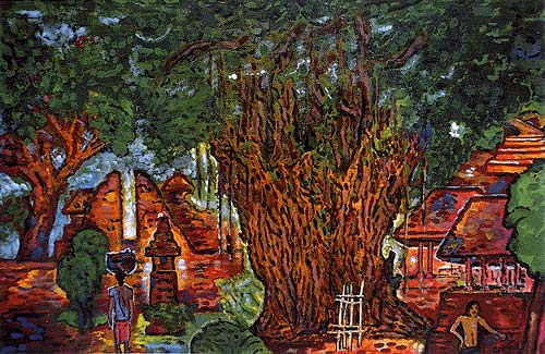 Banyan Tree, Arie Smit. Oil on Canvas 1990